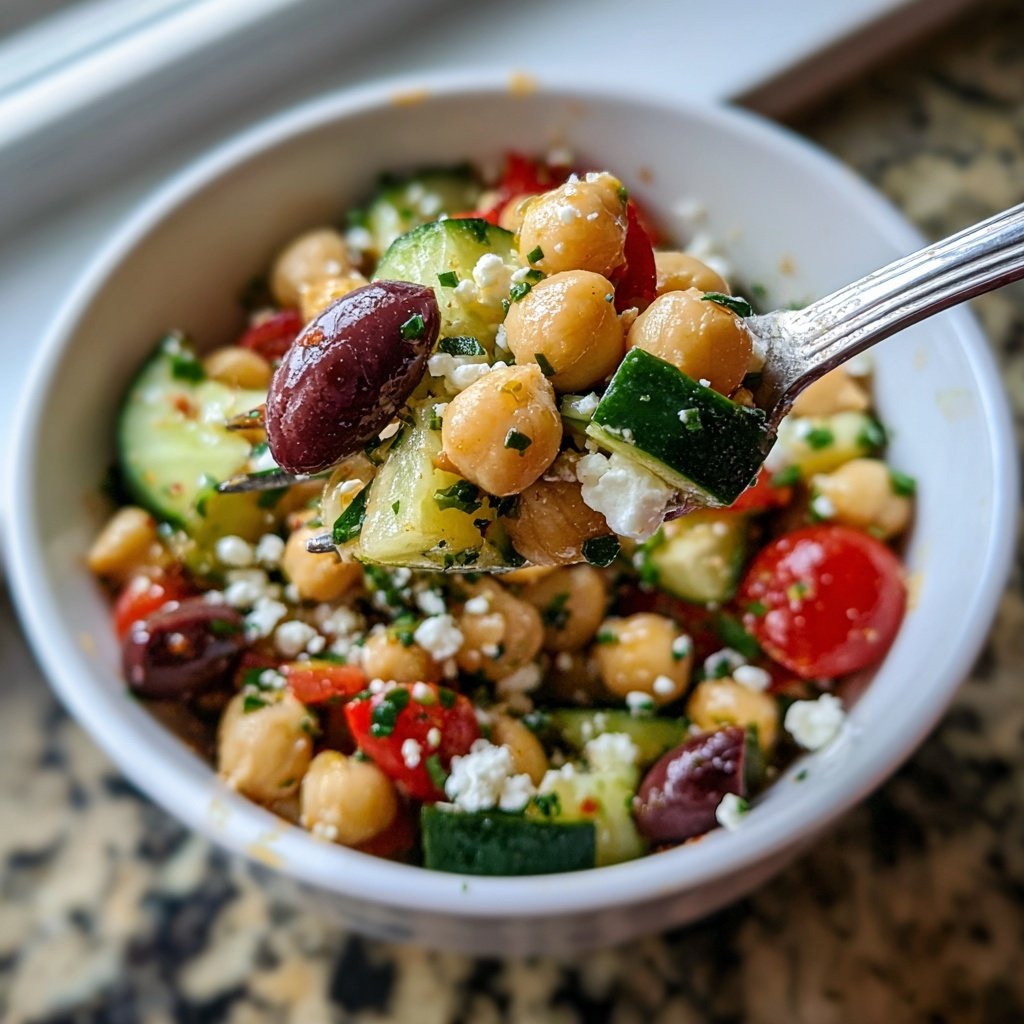 Healthy Mediterranean Chickpea Salad Lunch