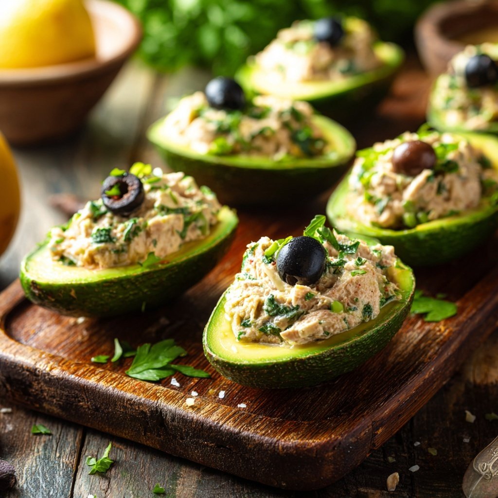 Mediterranean Tuna Stuffed Avocados