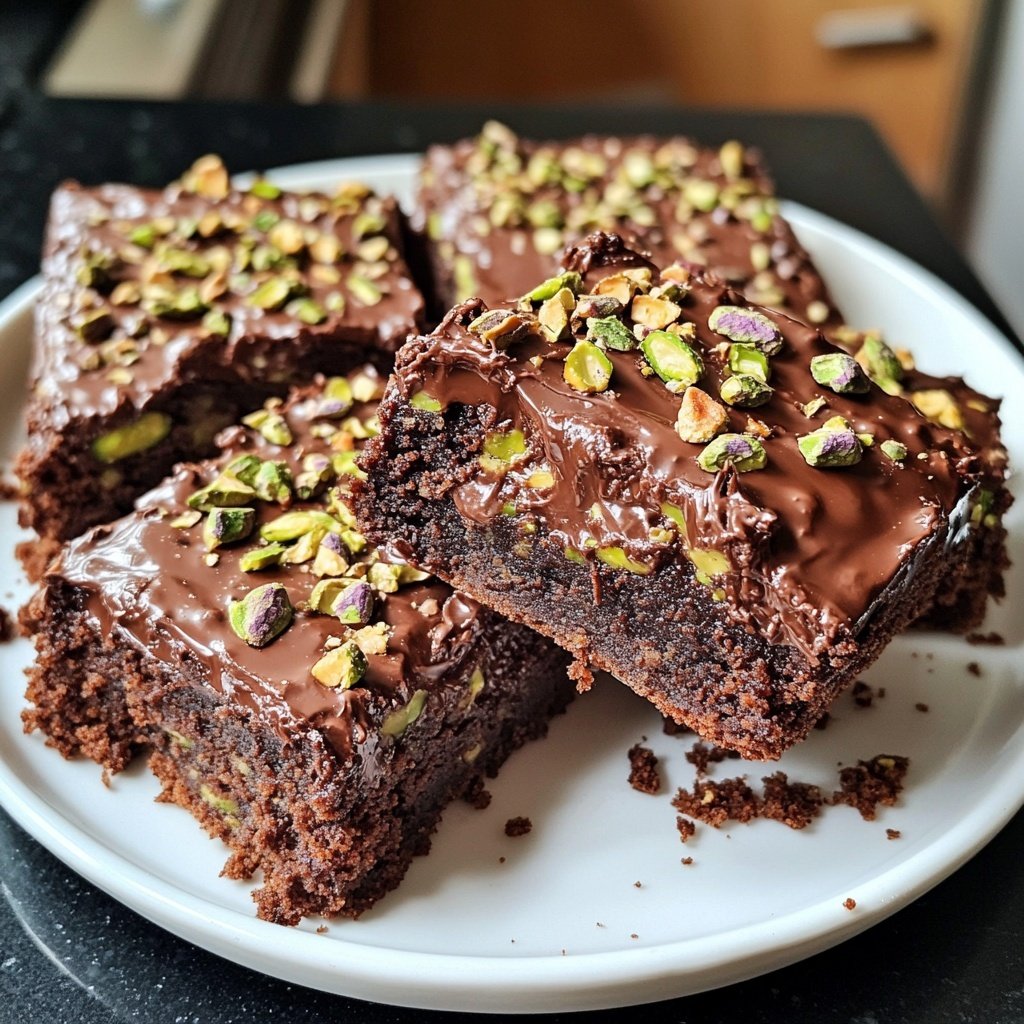 Chocolate Pistachio Brownie Squares