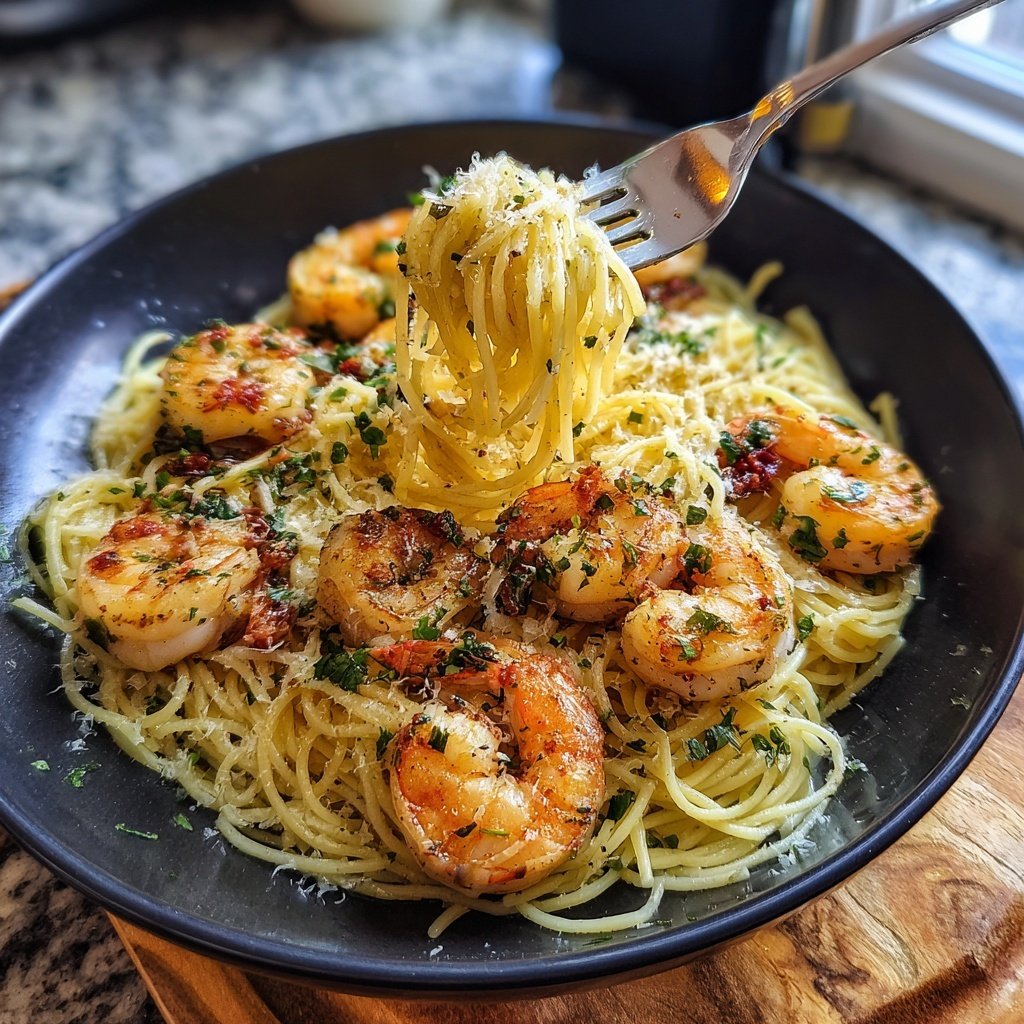 Angel Hair Pasta With Garlic Shrimp
